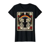 Tarot Skeleton Lesbian Pride LGBTQ Equal Rights Transgender Camiseta gráfica económica, Mujer, Negro, S