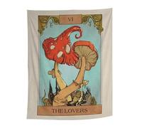 Tarot Tapestry Wall Hanging Mushroom Decoración de la Pared de la Pared del Amante Boho Mat de la Playa Tapiz de Pared Hippie
