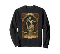 Tarot Vintage de Terror para Halloween de Frankenstein y Bride Lovers Sudadera