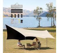Tarp Acampada, Toldo Coche Camping Resistente, Lona Exterior Portátil, Supervivencia Accesorios, Refugio Lluvia, con Palos Y Cuerdas, 4.4x4.5m/4.4x5.6m(Opaline,4.4x5.6m)