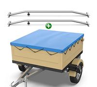 Tarpofix® Lona para Remolque Plana 130 x 105 x 7,5 cm + 2X Soporte de Cubierta (Ajustable 100-145 cm) - Lona Remolque de PVC - Cubierta para Varios remolques de Coches de 350kg & 500kg
