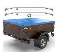 Tarpofix® Lona para Remolque Plana 150 x 105 x 7,5 cm + 2X Soporte de Cubierta (Ajustable 100-145 cm) - Lona Remolque de PVC - Cubierta para Varios remolques de Coches de 350kg & 500kg