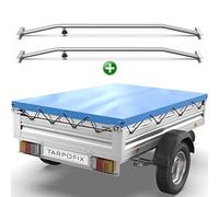Tarpofix® Lona para remolque plana 257,5 x 134,5 x 8 cm + 2x Soporte de lona (ajustable 100-145 cm) - Lona remolque de PVC - Cubierta para varios remolques de coches de 750kg & 1000kg
