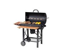 Tarrington House Barbacoa de Carbón Louisiana, Acero/Madera, Mesas Plegables, con Ruedas, Estantería Inferior, Negro