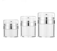 Tarro con Bomba Sin Aire,3 pcs Tarros Frascos Dispensador de Crema Botellas Tarro de Crema de Viaje Tarros Cosméticos Vacíos Acrílico Tarros de Maquillaje para Lociones Maquillaje 15ml 30ml 50ml