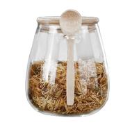 Tarro con cuchara - Cristal Storage Canister Clear With Wooden Lid,Contenedores de condimento, Almacenamiento de cocina y Organización Sugar Container, Safety Clasp, Salt Container For Kitchen Dining