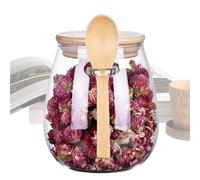 Tarro con cuchara - Cristal Storage Canister Clear With Wooden Lid,Contenedores de condimento, Almacenamiento de cocina y Organización Sugar Container, Safety Clasp, Salt Container For Kitchen Dining