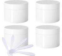 Tarro cosmético, Paquete de 4 tarros vacíos plástico for cosméticos, Gruesos, Blancos Brillantes, 100 ml, con Tapa Rosca