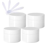Tarro cosmético, Paquete de 4 tarros vacíos plástico for cosméticos, Gruesos, Blancos Brillantes, 100 ml, con Tapa Rosca