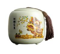 Tarro creativo de cerámica para almacenamiento de té de despertar del león, tarro de té de cerámica esmaltada para el hogar, Good things happen in the blue