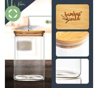 Tarro cuadrado con tapa de bambú Hermético con anillo de silicona 6x25x6 cm 500 ml Klarstein