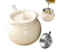 Tarro de - 6.3 x 6.3 x 5.5 pulgadas, colector de grasa de cocina, recipiente de almacenamiento de cerámica de 50 onzas | Contenedor de con espátula coladora para cocina, hornear