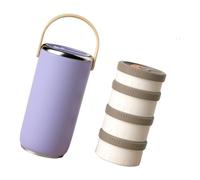Tarro de acero inoxidable aislado al vacío con asa, a prueba de fugas, apilable, lonchera Bentos para