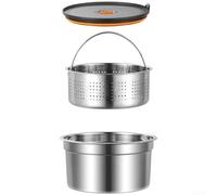 Tarro de acero inoxidable con tapa y colador, juego de 3 piezas, apilable, a prueba de fugas, para frigorífico, cocina, 600 ml (1200 ml)