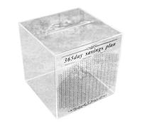 Tarro de ahorro de acrílico transparente con depósito diario para la gestión de las finanzas personales.