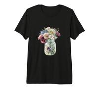 Tarro de albañil Vintage con diseño de Flores Silvestres Camiseta Premium