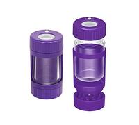 Tarro de almacenamiento con luz LED, hermético al aire, a prueba de olores, tarro con lupa de 8 veces, tarro luminoso con molinillo, recipiente para hierbas 110 ml (Púrpura, With Grinder)