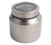 Tarro de almacenamiento de acero inoxidable 304 con ventana de PC, sello hermético de silicona para cocina, recipiente de almacenamiento para café, azúcar, té, nueces, arroz, plata, (S)
