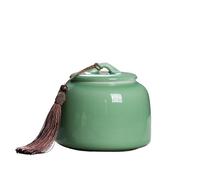 Tarro de almacenamiento de cocina Ceramic Tea Canister With Airtight Lid Storage Container Tins For, Coffee, Nuts, Spice, Sugar Bote de té de cerámica(Green)
