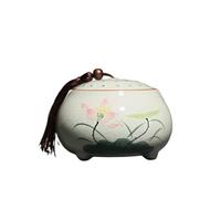 Tarro de almacenamiento de cocina Recipiente for té helado crujiente con tapa, lata sellada pintada a mano china, for decoración del hogar Bote de té de cerámica(Pink)