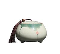 Tarro de almacenamiento de cocina Recipiente for té helado crujiente con tapa, lata sellada pintada a mano china, for decoración del hogar Bote de té de cerámica(Green)