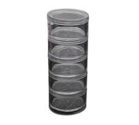 Tarro de almacenamiento redondo transparente de 5 ranuras para joyería, joyería, coser píldoras, contenedor, caja de joyería, alto