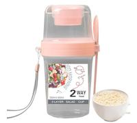 Tarro de avena durante la noche: recipiente reutilizable para refrigerios de viaje, taza de comida con compartimento, frasco de almacenamiento hermético con tapa, recipiente portátil para des