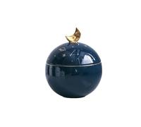 Tarro de cenizas para mascotas, diseño nórdico de lujo, sol, luna y estrellas que acompañan la simplicidad moderna, caja conmemorativa de la muerte de gatos y perros (azul)