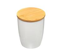 TARRO DE CERÁMICA + BAMBÚ COLOR BLANCO 0,85L|D. 11,5 x H. 14,7 cm