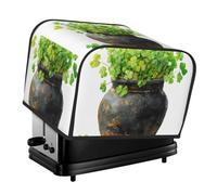 Tarro de cerámica Clover - Cubierta para tostadora de 4 rebanadas, protector de tela Oxford impermeable a prueba de polvo con bolsillo lateral para pequeños electrodomésticos de cocina
