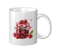 Tarro de cerámica de mermelada de cereza, elegante taza de café, taza de agua para la oficina en casa, 325 ml