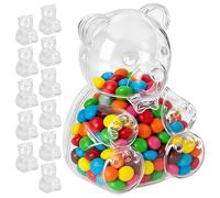 Tarro de Chuches con Tapa | 12 Piezas de Almacenamiento para Gomitas en Forma de Oso | Contenedores Transparentes de Dulces en Forma de Oso | Para Galletas, Té, Chocolate, Cocina, Navidad, Fiesta de B
