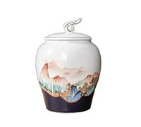 Tarro de cocina Recipiente for té con adornos de cerámica china for suelto estilo chino vintage tapa nubes auspiciosas y pinturas paisajes dibujadas a mano para azúcar(Blue,Grande)