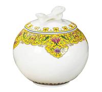 Tarro de cocina Recipiente hermético for té de porcelana for suelto, recipiente for blanca jade con grasa oveja Dehua, tanque almacenamiento sellado esmalte 900 ml para azúcar(Yellow)
