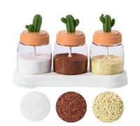 Tarro de condimentos con tapa, botellas herméticas de cactus, vacía para condimentos, para azúcar, pimienta, sal, caramelo, condimentos, despensa, cajones, estante para el hogar, cocina, hornear