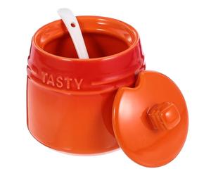 Tarro de Condimentos de Cerámica Cuchara Naranja para Cocina | Café y Hogar, Apto para Especias, Harina y Alimento de Mascotas, Uso Práctico