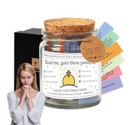 Tarro de cristal Christian Cards - Juego de tarjetas de 6,5 x 6,5 x 9 cm, tarro de vidrio transparente, tapa decorativa, papel de alta calidad | Regalo perfecto hecho a mano para la devoción diaria