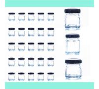 Tarro de cristal con tapa hermética, perfecto para conservas, especias y detalles. Modelos hexagonales o redondos en formato mini de 1.5 oz (30-45 ml). Pack de 120 unidades.