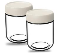 Tarro de cristal para avena nocturna 2 tarros herméticos con tapa recipiente de cristal de 500 ml para avena nocturna tarros Mason transparentes de boca ancha para yogur 8, 9 x 11, 4 cm blanco.
