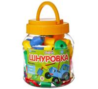 Tarro de cuentas de cordones inspirado en Montessori, conteo colorido y clasificación de formas, 60 piezas