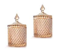 Tarro de dulces de vidrio de 2 piezas con tapa Tarro de caramelo decorativo Tarro de almacenamiento cubierto de cristal