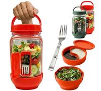 Tarro de ensalada con apertura lateral y taza de aderezo, recipiente vertical a prueba de fugas sin BPA para almuerzo, cuenco portátil de preparación de comidas, apto para microondas y lavavajillas