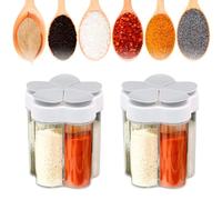 Tarro de Especias 5 en 1 Frascos para Especias Caja de Condimentos Tarros de Especias con Tapa Transparentes Saleros y Pimenteros Portátil para Cocina, Camping, Barbacoa(Gris, 2 Piezas)