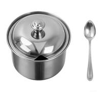 Tarro de especias de acero inoxidable con cierre de tapa y cuchara integrada para sal, azúcar, pimentón y condimentos secos (7 cm)