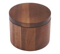 Tarro de especias de madera de acacia con tapa giratoria y cuchara integrada, recipiente de salero multicapa para almacenamiento de condimentos de cocina, marrón, 10,5 x 9 cm (marrón)