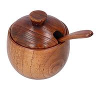 Tarro de especias de madera duradero y limpio con cuchara de tapa para la cocina en casa