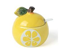 Tarro de especias de porcelana, azucarero, tarro pequeño con forma de fruta, salero y pimentero, caja de condimento de salero de cerámica, azucarero pequeño colorido Bakey-Lime-0.3 ( Color : Lemon , S
