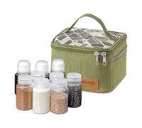 Tarro de especias - Organizador de condimentos de 6,3 x 6,3 x 4,1 pulgadas, juego de especias portátil, tarros agitadores de tela Oxford de 9 piezas con | Dispensador de condimentos ligero, bols