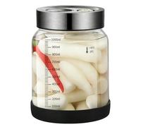 Tarro de fermentación con tapa, tarro de fermentación de 1 L, para chucrut con 2 orificios de ventilación, recipiente transparente para kimchi, kéfir, kimchi, chucrut, encurtidos, avena nocturna