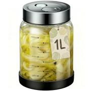 Tarro de fermentación con tapa - Tarro de fermentación de 1 l para hervir, apto para kéfir con válvula de fermentación, vaso de fermentación de chucrut, recipiente para kimchi para pepino/chucrut